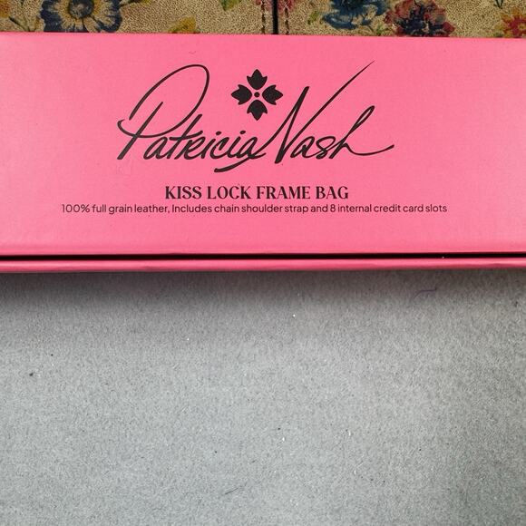 Patricia Nash Leather Kiss Lock Frame Brn Prairie Rose Floral Leather Crossbody - Picture 3 of 11